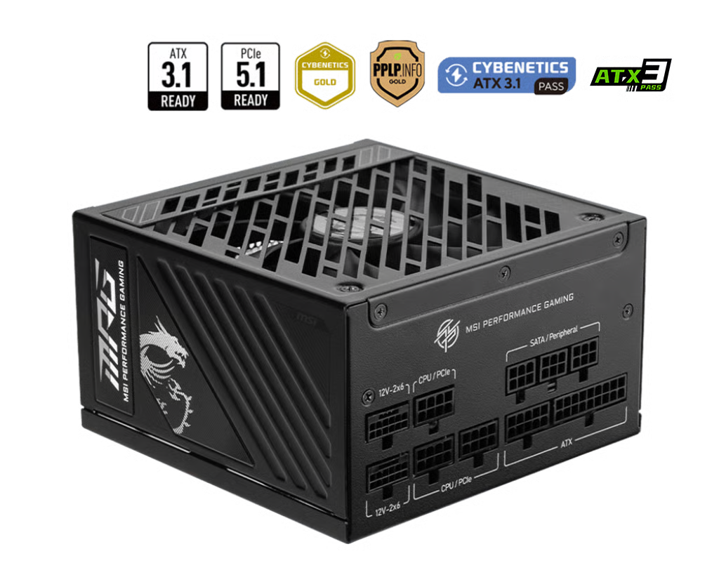 MSI 微星 MPG A1250GS 1250W 80Plus Gold 金牌 PCIe 5.1 全模組 火牛 (7年保)