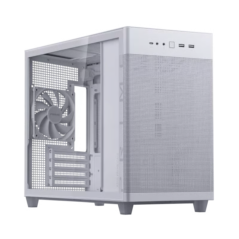 ASUS 華碩 Prime AP201 Tempered Glass Micro-ATX 機箱 - White 白色 【預裝1把PWM風扇】