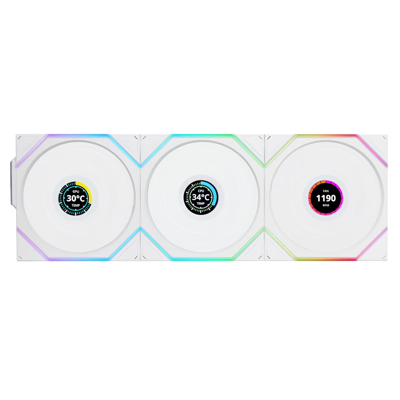LIAN LI 聯力 UNI FAN TL120 LCD Wireless 120mm 3 in 1 風扇套裝 - White 白色 - 3年保養