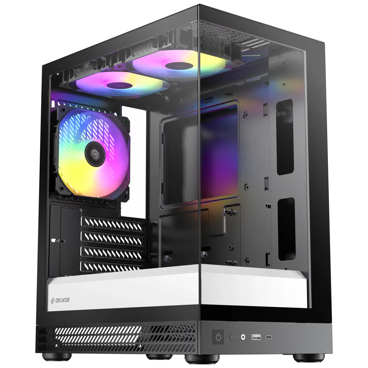 Okinos AQUA UNO Micro-ATX 機箱 - Zebra 黑白色 【預裝3把ARGB風扇】 - 1年保養