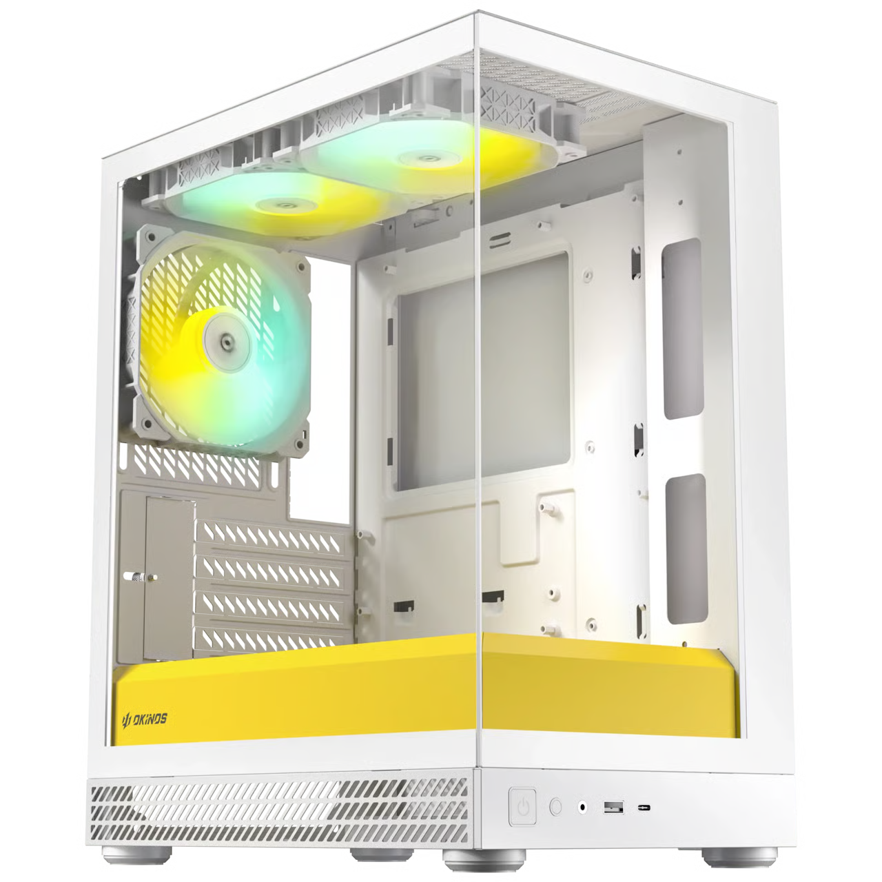 Okinos AQUA UNO Micro-ATX 機箱 - Yolk 白黃色 【預裝3把ARGB風扇】 - 1年保養