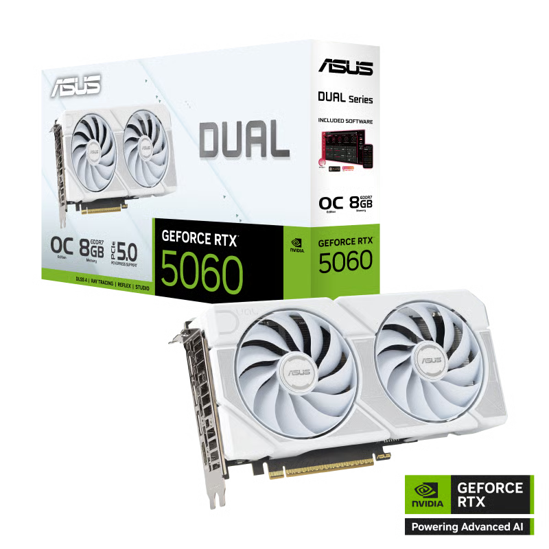 ASUS 華碩 Dual GeForce RTX 5060 OC WHITE 8GB 顯示卡
