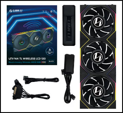 LIAN LI 聯力 UNI FAN TL120 LCD Reverse Blade Wireless 120mm 3 in 1 反向風扇套裝 - Black 黑色