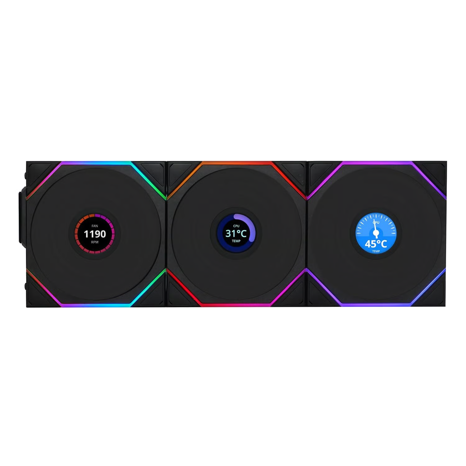 LIAN LI 聯力 UNI FAN TL120 LCD Wireless 120mm 3 in 1 風扇套裝 - Black 黑色