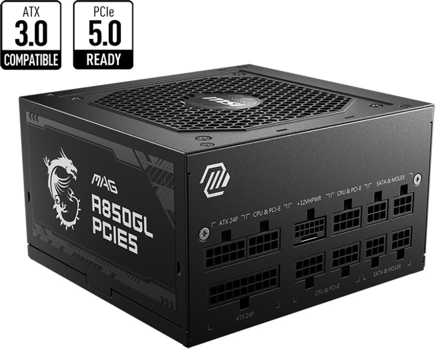 MSI MAG A850GL 80Plus 850W Gold Fully Modular PSU ATX3.0 PCI-E 5.0