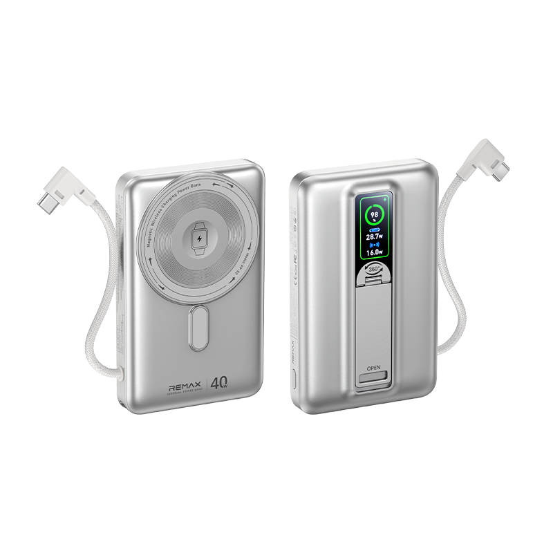 REMAX 睿量 缤越 TFT屏自帶C線360°支架磁吸無線充移動電源PD40 10000mAh FP-52