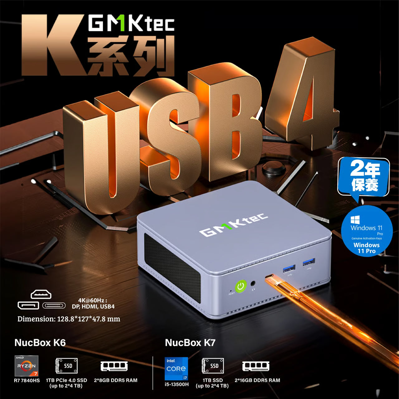 GMKtec NucBox K6 Mini PC 迷你電腦 (AMD Ryzen™ 7 7840HS / AMD Radeon™ 780M / 16GB DDR5 RAM / 1TB SSD / Window 11 Pro)