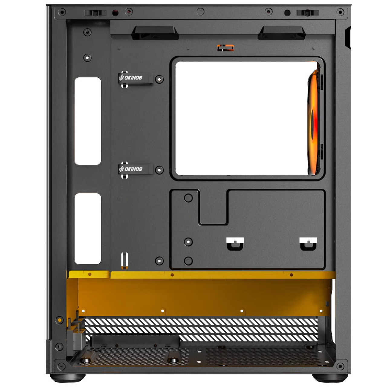 Okinos AQUA UNO Micro-ATX 機箱 - Canary 黑橙色 【預裝3把ARGB風扇】 - 1年保養