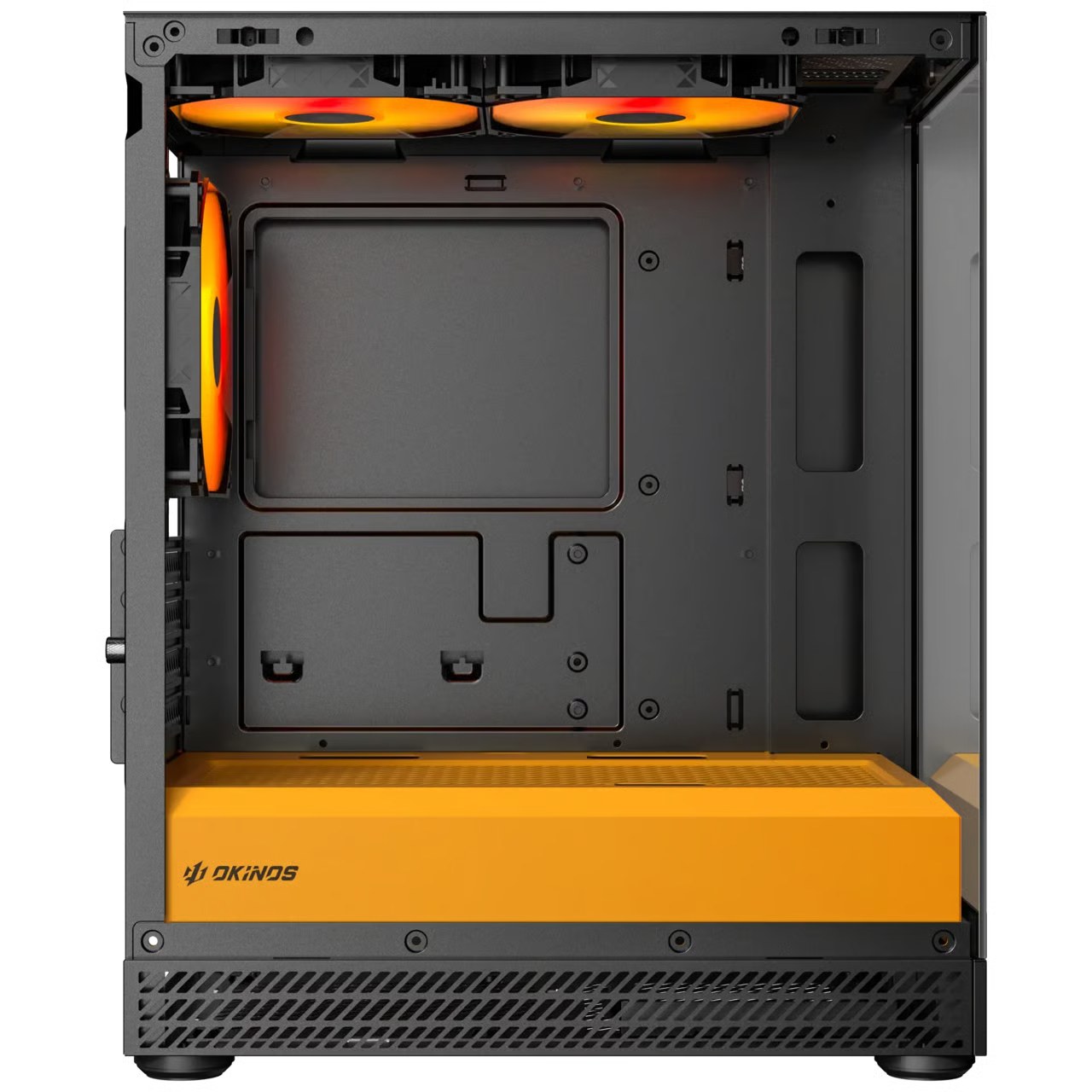 Okinos AQUA UNO Micro-ATX 機箱 - Canary 黑橙色 【預裝3把ARGB風扇】 - 1年保養