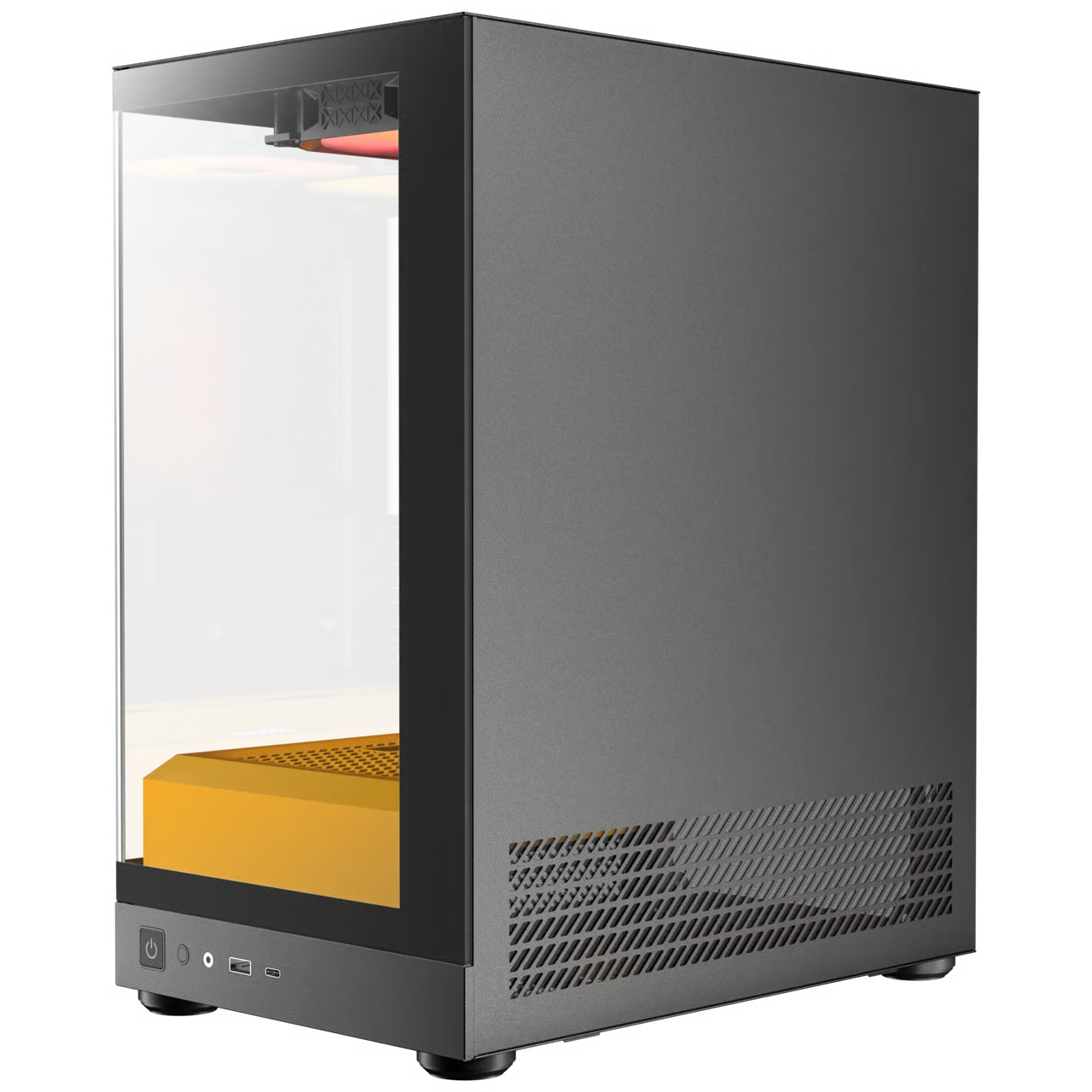 Okinos AQUA UNO Micro-ATX 機箱 - Canary 黑橙色 【預裝3把ARGB風扇】 - 1年保養