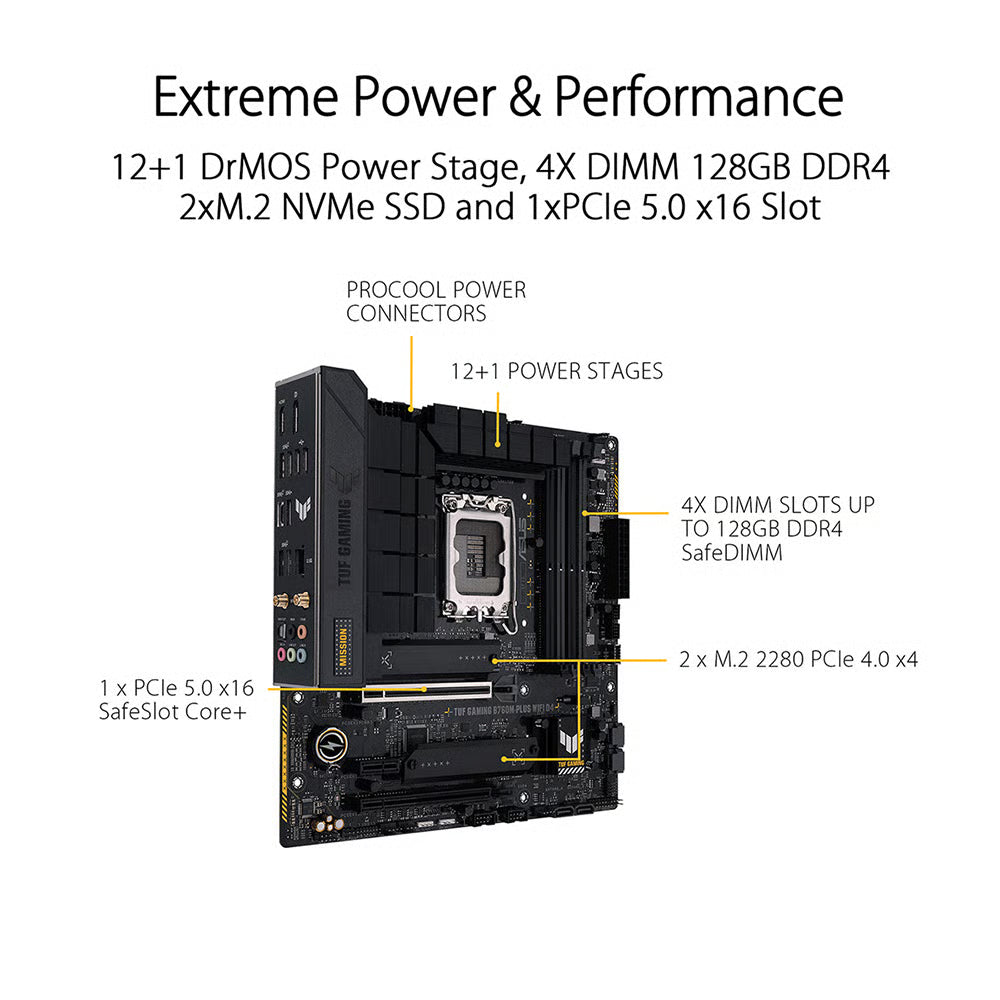 ASUS 華碩 TUF GAMING B760M-PLUS WIFI D4 Micro-ATX 主機板 (DDR4)