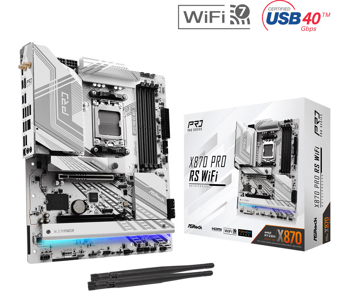 ASRock 華擎 X870 Pro RS WiFi ATX 白色主機板 (DDR5)