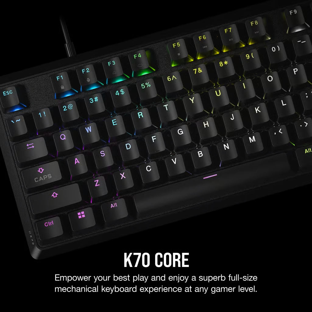 Corsair K70 Core 機械式電競鍵盤 (Cherry MLX Red 紅軸) - Black 黑色