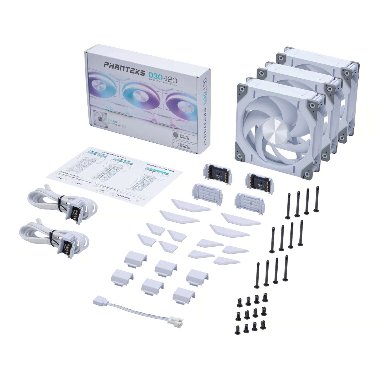 Phanteks D30 120mm PWM D-RGB 風扇 - White 白色 (Triple Pack 三件裝)