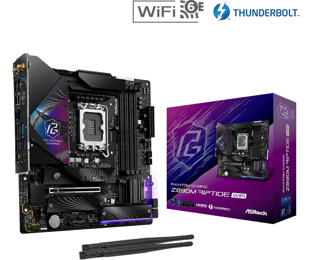 ASRock 華擎 PHANTOM GAMING Z890M Riptide WIFI Micro-ATX 主機板 (DDR5)