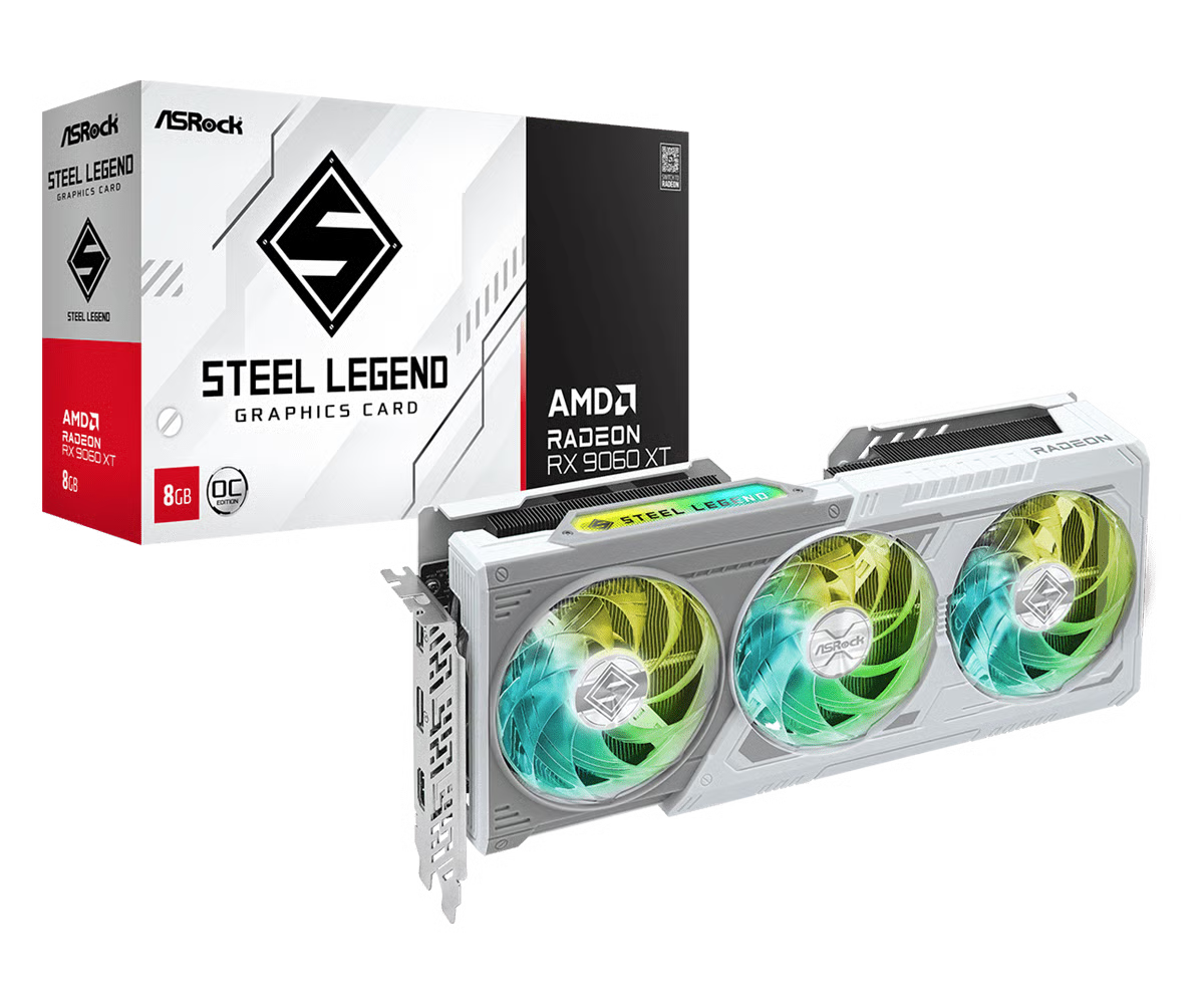 ASRock 華擎 RX 9060 XT Steel Legend 8GB OC 白色顯示卡