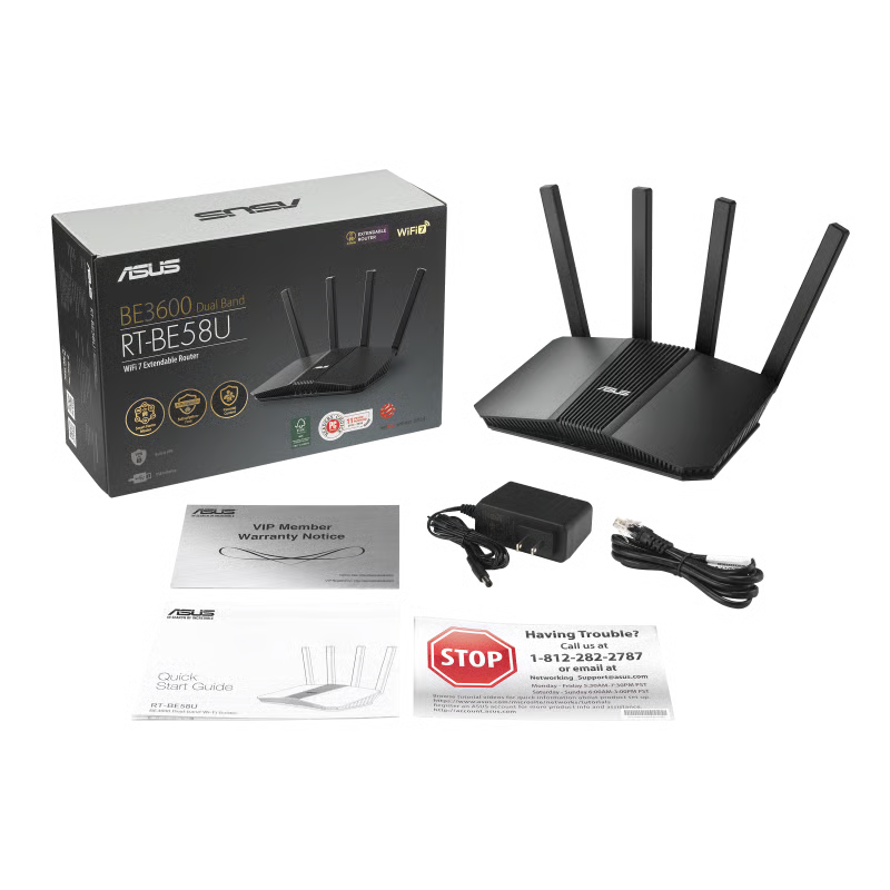 ASUS 華碩 RT-BE58U V2 BE3600 雙頻 WiFi 7 路由器 - 3年保養