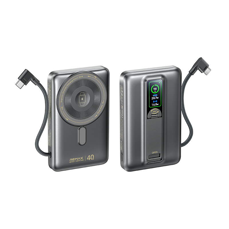 REMAX 睿量 缤越 TFT屏自帶C線360°支架磁吸無線充移動電源PD40 10000mAh FP-52